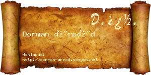 Dorman Árpád névjegykártya
