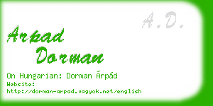 arpad dorman business card